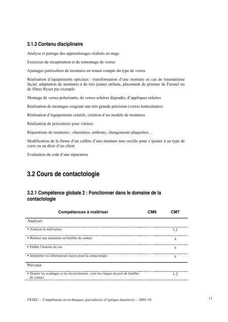 COMPLEMENT en techniques spÃ©cialisÃ©es d'optique - lunetterie