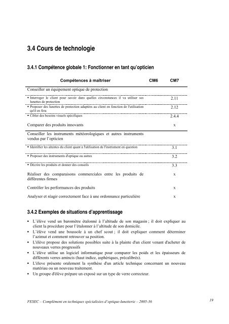 COMPLEMENT en techniques spÃ©cialisÃ©es d'optique - lunetterie