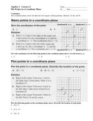 Algebra 1 Lesson 4.1 Plot Points in a Coordinate Plane