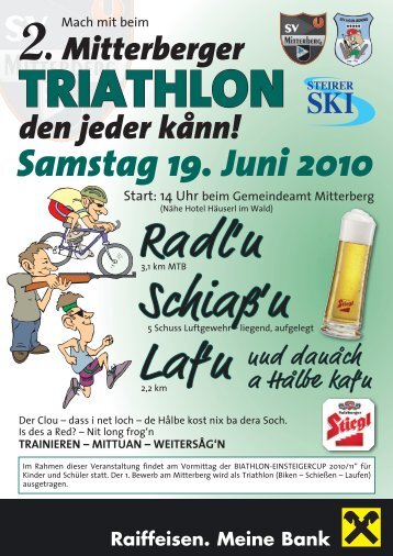 Mitterberger TRIATHLON den jeder kånn! Samstag 19. Juni 2010