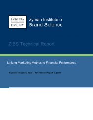 Linking Marketing Metrics to Financial Performance - Emory ...