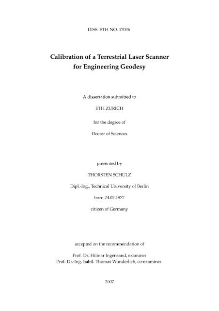 Calibration of a Terrestrial Laser Scanner - Institute of Geodesy and ...