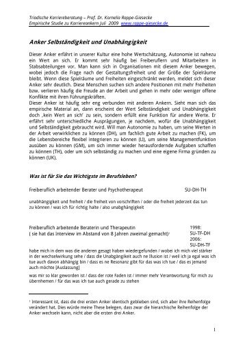 Anker Selbständigkeit und Unabhängigkeit - Prof. Dr. Kornelia ...