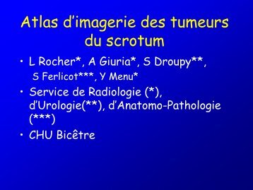 Atlas d'imagerie des tumeurs du scrotum