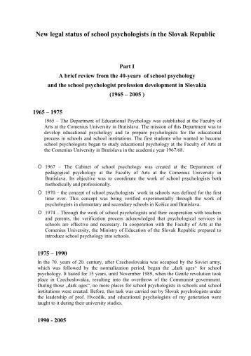 School Psychology in the Slovak Republic, Prof. Dr. E ... - Nepes