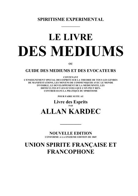 Livre des mÃ©diums - Union Spirite Belge