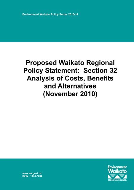 Proposed Waikato Regional Policy Statement: Section 32 Analysis ...