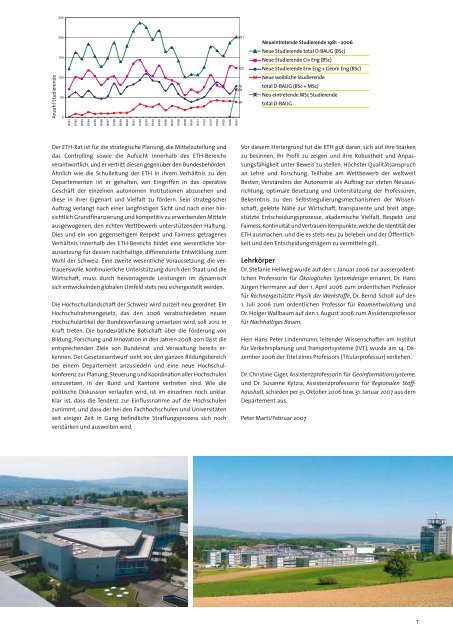 Jahresbericht 2006 - Departement Bau, Umwelt und Geomatik - ETH ...