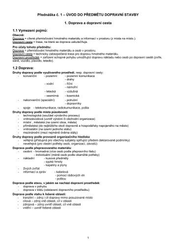 Přednáška č. 1 – ÚVOD DO PŘEDMĚTU DOPRAVNÍ ... - FAST