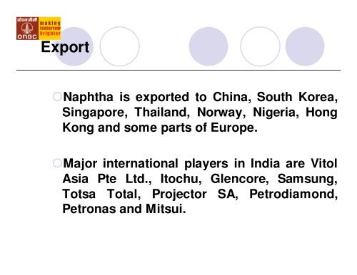 INDIA'S NAPHTHA TRADE OUTLOOK - CMT Conferences