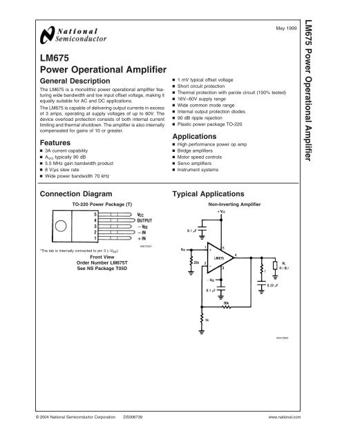 LM675 Power Operational Amplifier - LENS