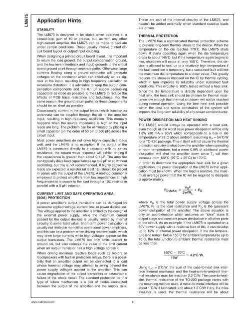 LM675 Power Operational Amplifier - LENS