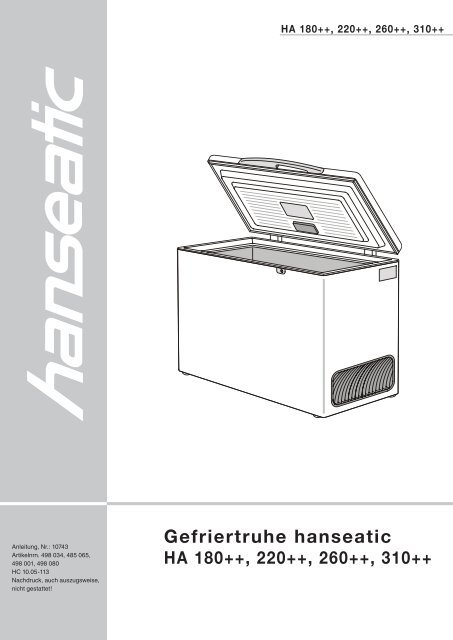Gefriertruhe hanseatic HA 180++, 220++, 260++, 310++ - Schwab