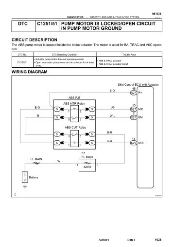 dtc c1251/51 pump motor is locked/open circuit in ... - Highlander Club
