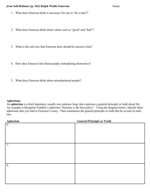 Self Reliance Examples self-reliance-examples
