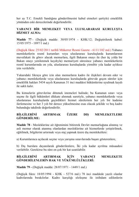 657 Sayılı Devlet Memurları Kanunu - Erciyes Üniversitesi Tıp ...