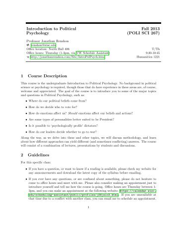 PS 267 Intro to Political Psychology.pdf - Department of Political ...