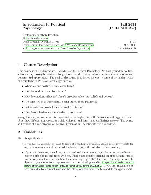 PS 267 Intro to Political Psychology.pdf - Department of Political ...