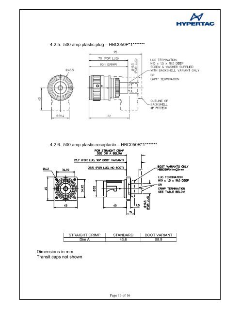 HBC power connector Product description â¢ Contact ... - Hypertac