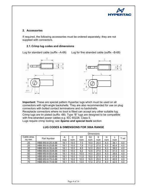 HBC power connector Product description â¢ Contact ... - Hypertac