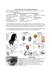 Merkmale einer Personenbeschreibung Haare Stirn Gesicht Ohren ...