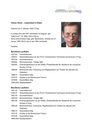 Lebenslauf VÃ¡clav Havel (PDF) - Internationaler Demokratiepreis ...