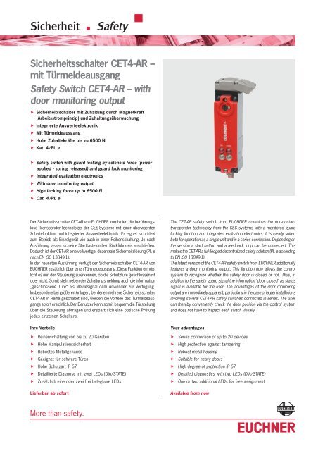 Sicherheitsschalter CET4-AR - EUCHNER GmbH + Co. KG