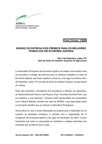 Carta circular 1_2003 - Instituto Superior de Agronomia