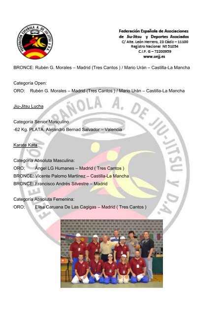 Memoria FEAJJYDA 2011 - FederaciÃ³n EspaÃ±ola A. de Jiu Jitsu y DA