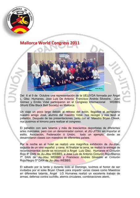 Memoria FEAJJYDA 2011 - FederaciÃ³n EspaÃ±ola A. de Jiu Jitsu y DA