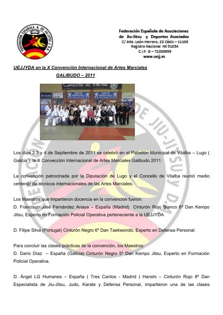 Memoria FEAJJYDA 2011 - FederaciÃ³n EspaÃ±ola A. de Jiu Jitsu y DA