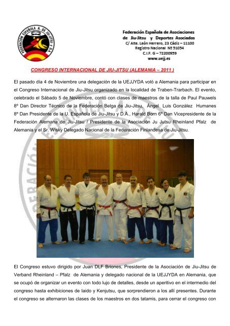 Memoria FEAJJYDA 2011 - FederaciÃ³n EspaÃ±ola A. de Jiu Jitsu y DA