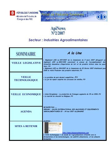 Secteur : Industries Agroalimentaires - Tunisian Industry Portal