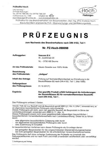 Prüfzertifikat DIN 4102-1, B2 - pdf 548 KB - Vescom