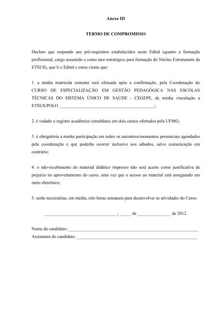 documentação solicitada - Escola de Enfermagem - UFMG