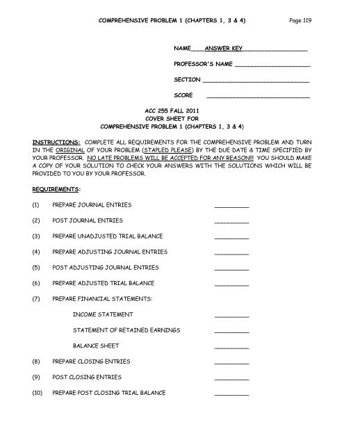 COMPREHENSIVE PROBLEM 1 (CHAPTERS 1, 3 & 4) Page 119 ...