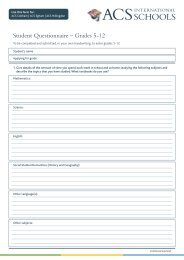 Student Questionnaire – Grades 5-12 - ACS International Schools