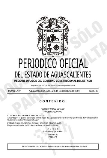 Periodico 39, 24 Septiembre 2001 - Gobierno de Aguascalientes