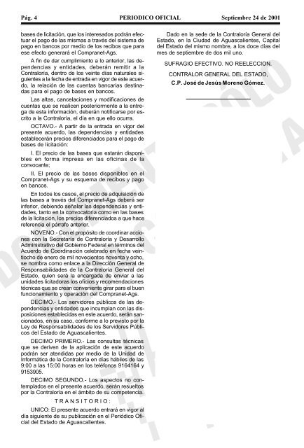 Periodico 39, 24 Septiembre 2001 - Gobierno de Aguascalientes