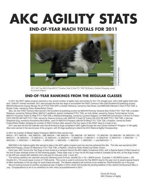 2011 Agility MACH Statistics