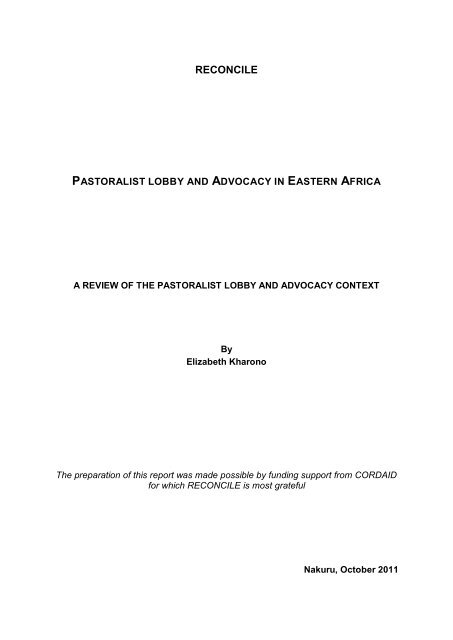 Pastoralist lobby and advocacy in Eastern Africa - celep