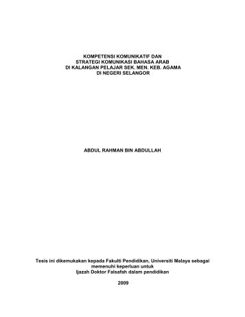 kompetensi komunikatif dan strategi komunikasi bahasa arab di ...