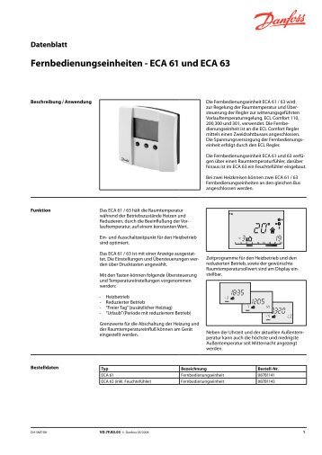 Fernbedienungseinheiten - ECA 61 und ECA 63 20