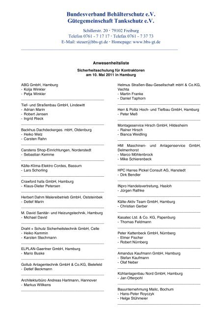 Bundesverband Behalterschutz E V Gutegemeinschaft Tankschutz
