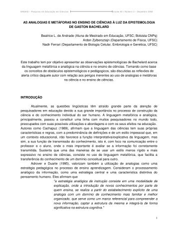 AS ANALOGIAS E METÃFORAS NO ENSINO ... - Portal.fae.ufmg.br