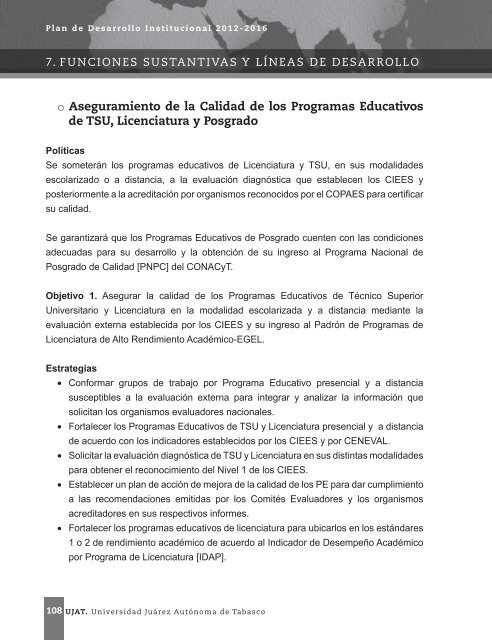 Plan de Desarrollo Institucional 2012-2016 - Universidad JuÃ¡rez ...