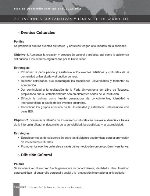 Plan de Desarrollo Institucional 2012-2016 - Universidad JuÃ¡rez ...