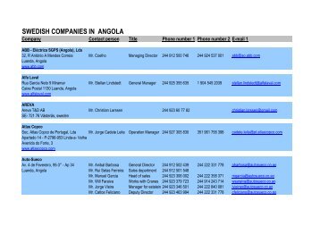 SWEDISH COMPANIES IN ANGOLA