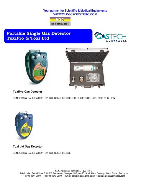 Portable Single Gas Detector ToxiPro & Toxi Ltd - KGC Resources ...