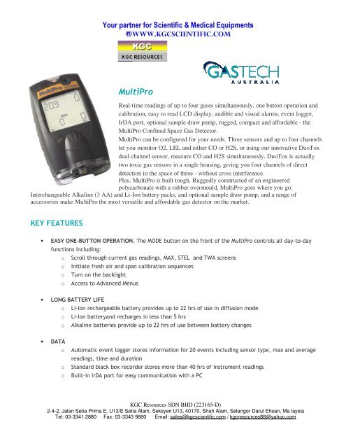 Portable Single Gas Detector ToxiPro & Toxi Ltd - KGC Resources ...